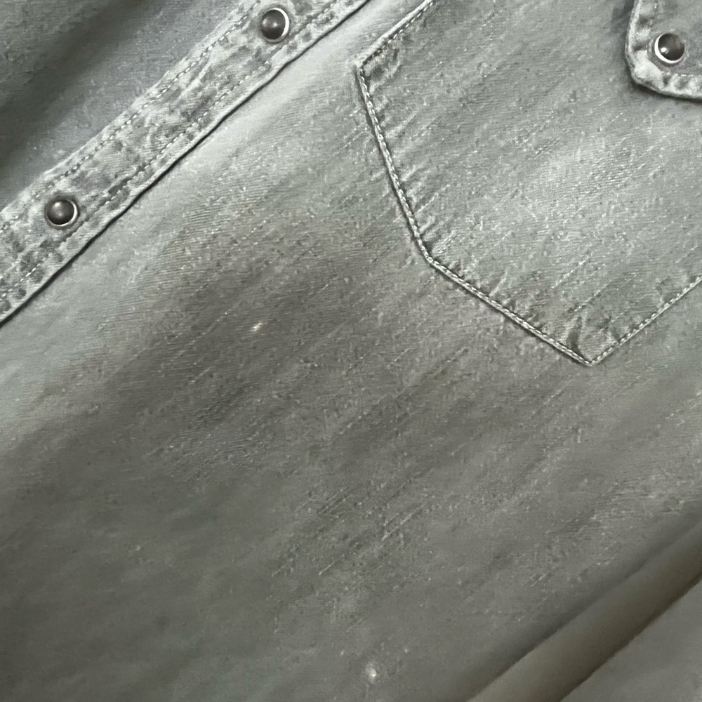 Vintage Levi's Two Horse Men's Gray Denim Western Pearl Snap Shirt, Size S - Picture 9 of 15